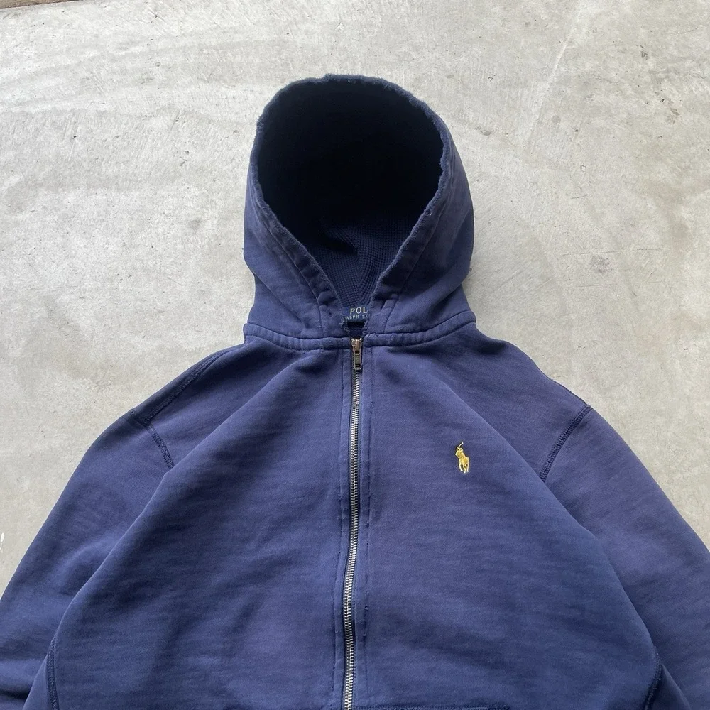 Polo Ralph Lauren Men's‎ Signature Navy Blue Fleece Hoodie Zip-Up Jacket Size L
